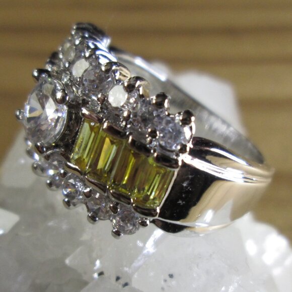 Round and Lemon Baguette Stacked Ice CZ ring - Picture 6 of 6